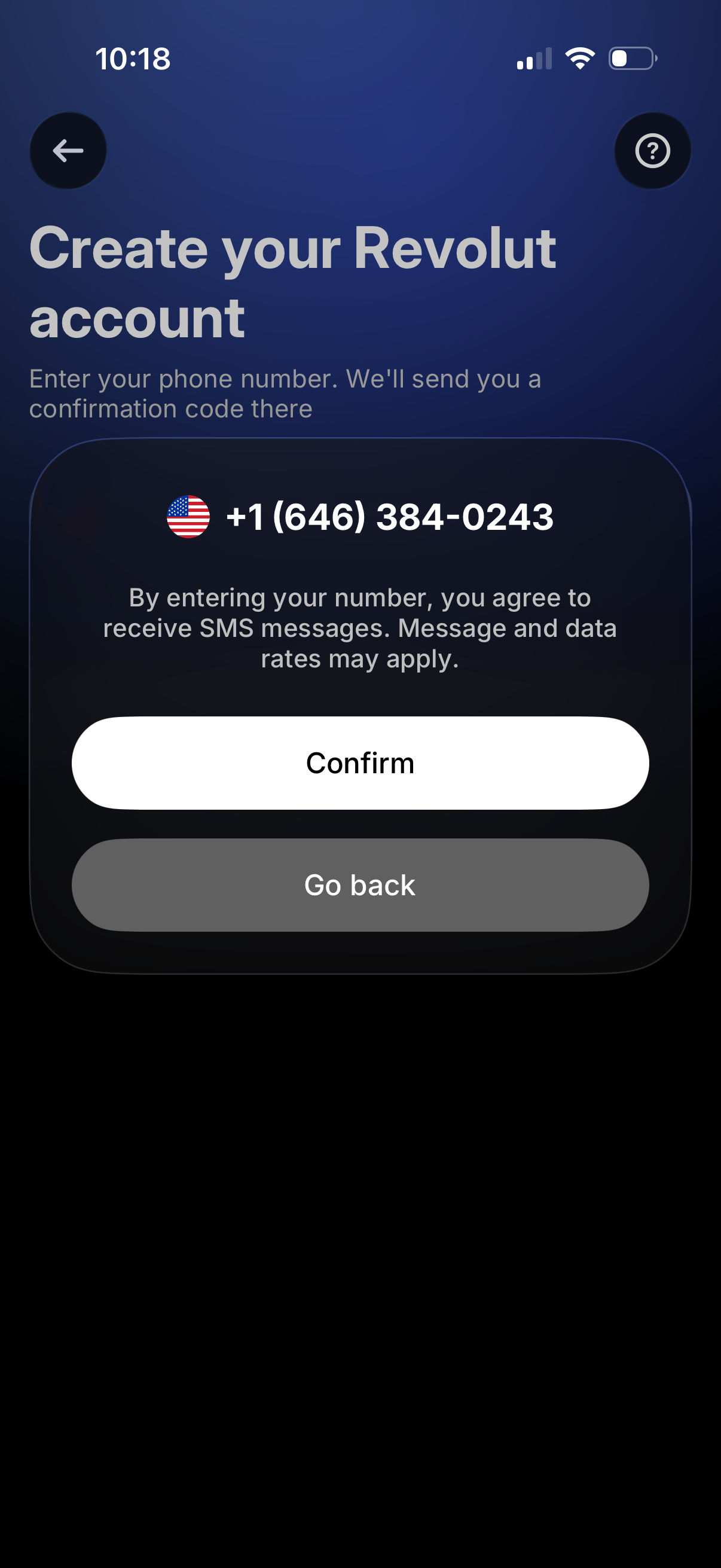revolut modal screenshot